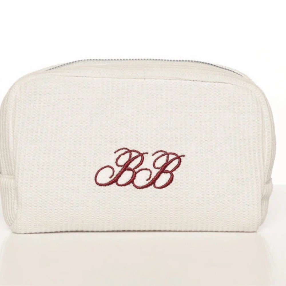 NWT Beginning Boutique Glow Time White Embroidered Makeup Bag❤️✨🪩